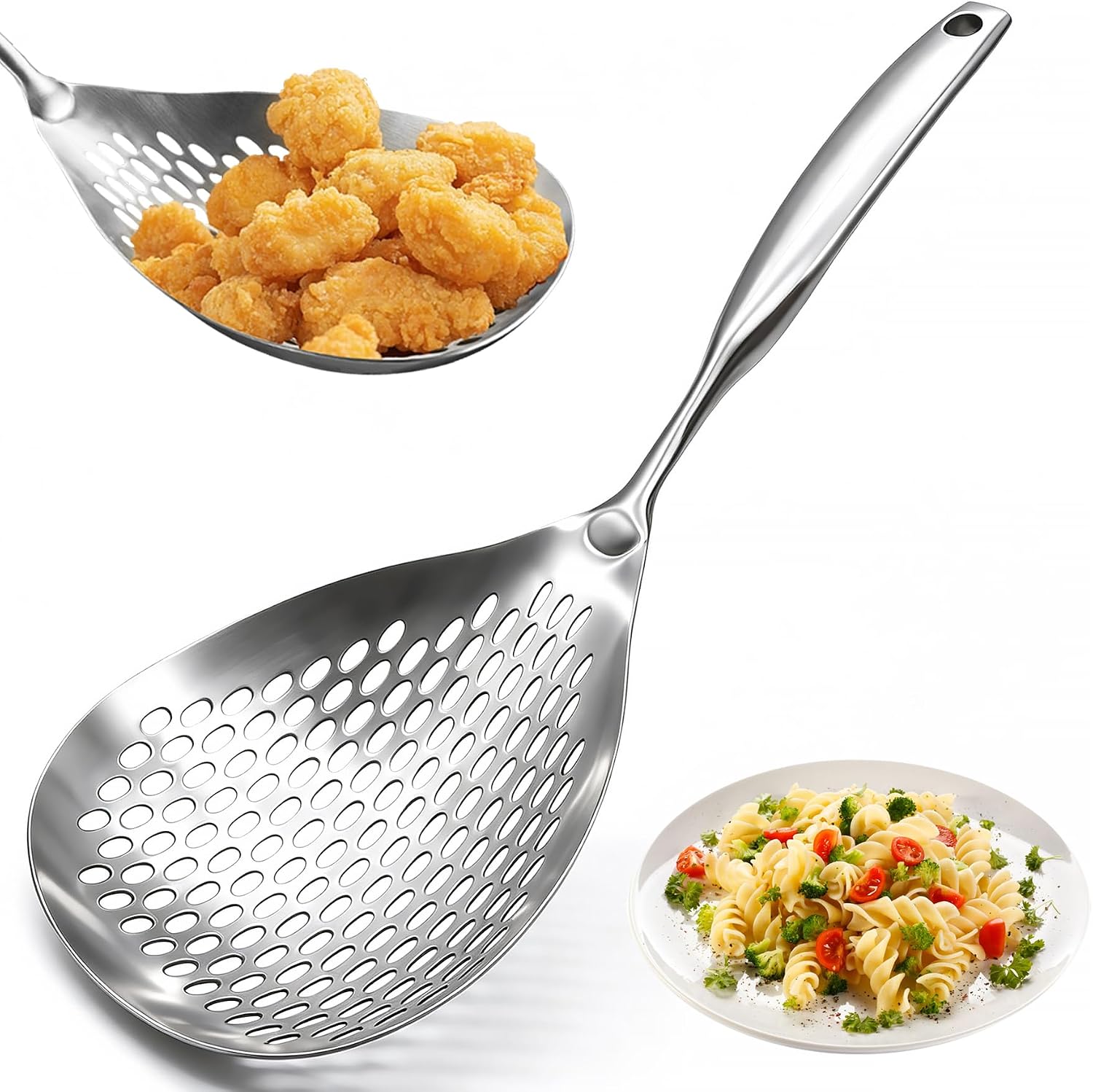 KAYCROWN Espumadera Cuchara Ranurada, Espumadera Cuchara de Acero Inoxidable 304 Colador Araña para Cocinar y Freír, Cuchara Colador de Pasta Colador de Cocina para Freír