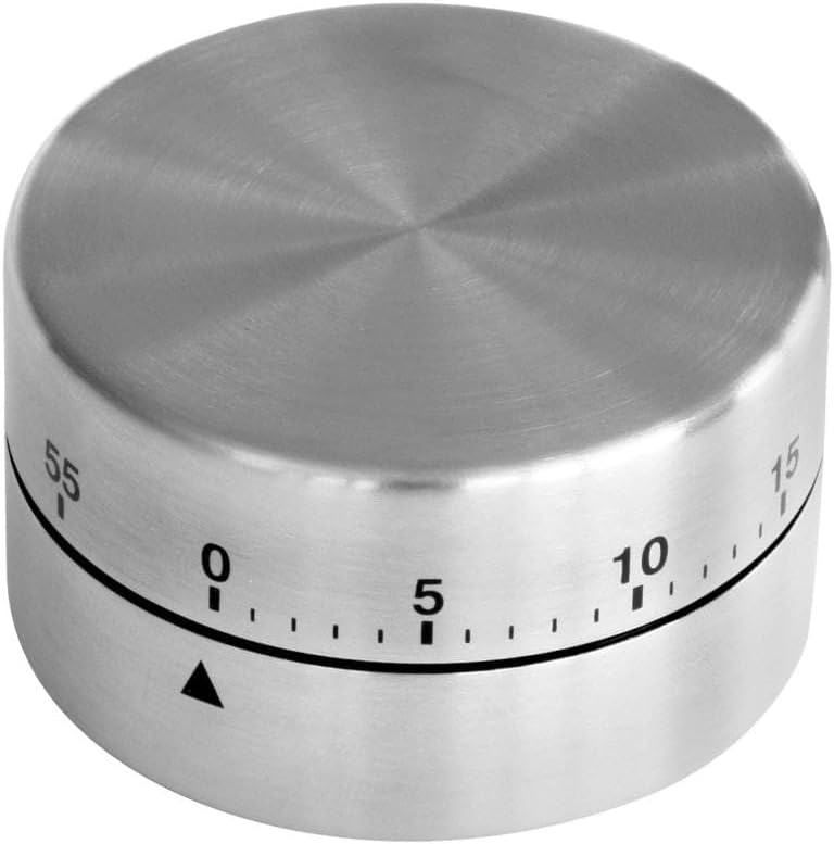 Zenker Reloj Temporizador Magnético de Cocina, Mecanismo Manual, Escala de 60 Minutos, apto para Estudiar, Color Plateado y Negro Acero Inoxidable, 6x6x3,5 cm, 1ud