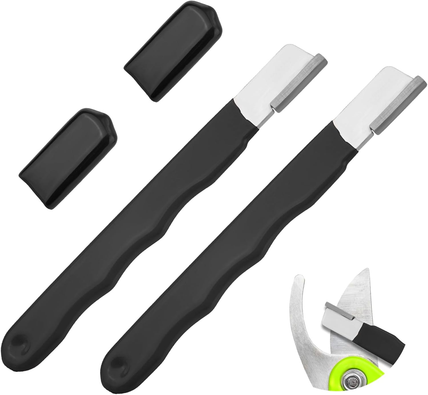 2 Piezas Afilador de Herramientas de Jardinería, Afilador de Usos Múltiples Afilador de Cuchillas de Bolsillo Portátil para Tijeras de Podar Hachas Hoces Tijeras de Cerca (Negro y Rojo)