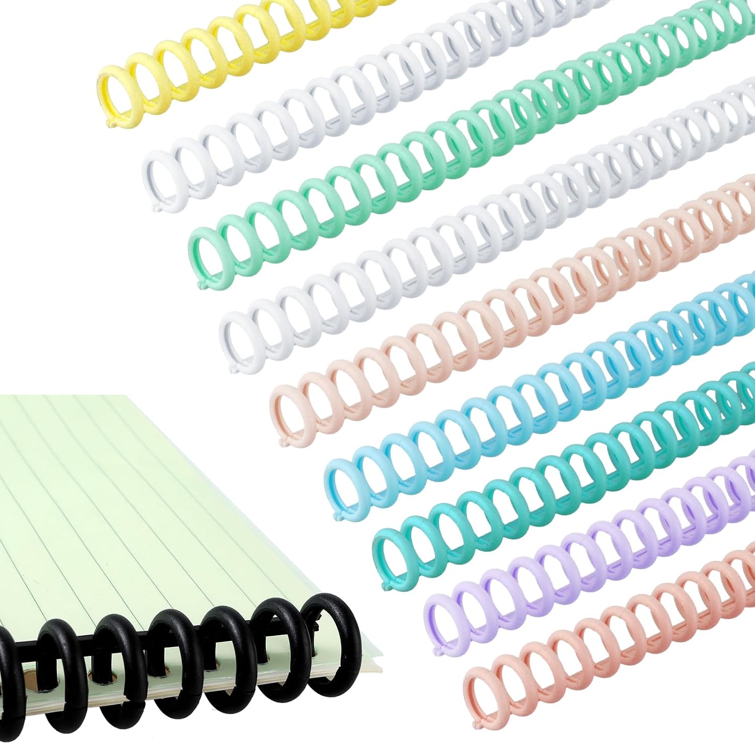 10 piezas de peines de encuadernación 30 anillos Espinas de encuadernación en espiral Máquina de encuadernación en espiral Encuadernadora de libros de plástico para maestros, estudiantes, documentos