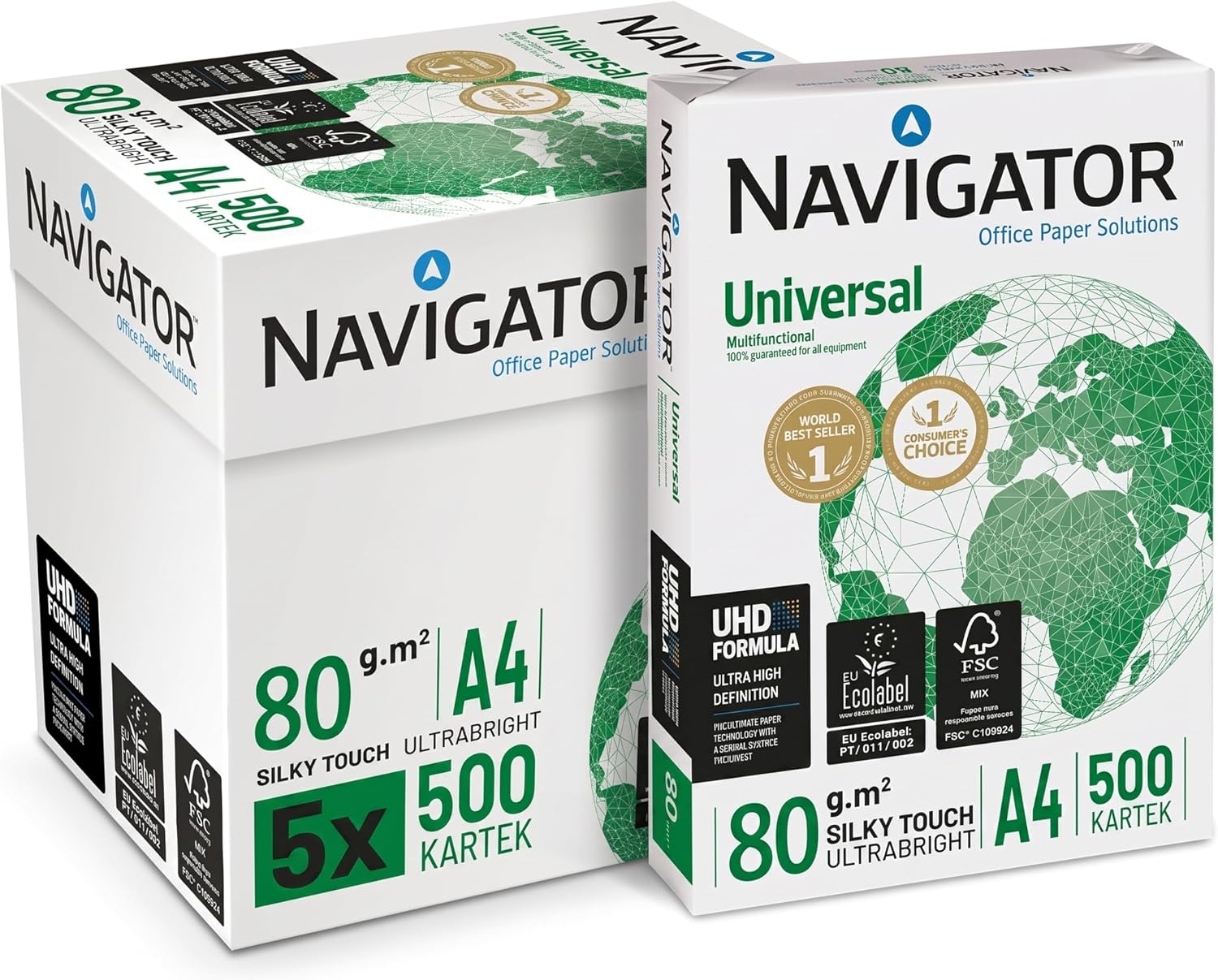 Navigator Universal - Papel multiusos para impresora - A4 80gr - 500 Unidad ( Paquete de 5) ,Total-2500 hojas