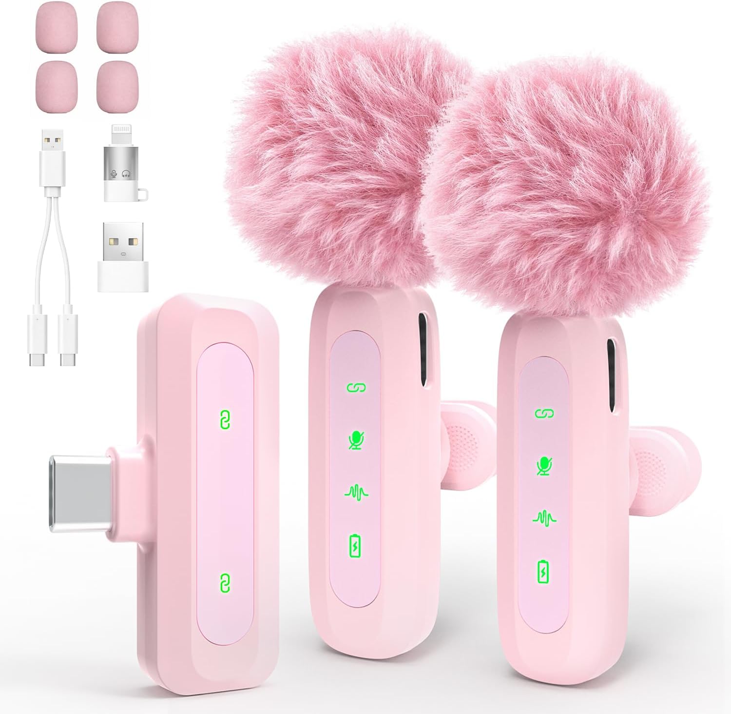 Mini Micrófono Inalámbrico de Solapa Rosa para Móvil
