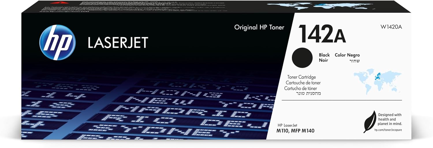 HP 142A Negro, W1420A, Cartucho Tóner Original de 950 Páginas, Compatible con Las Impresoras LaserJet M110w, M140w e Impresoras LaserJet M110we y M140we