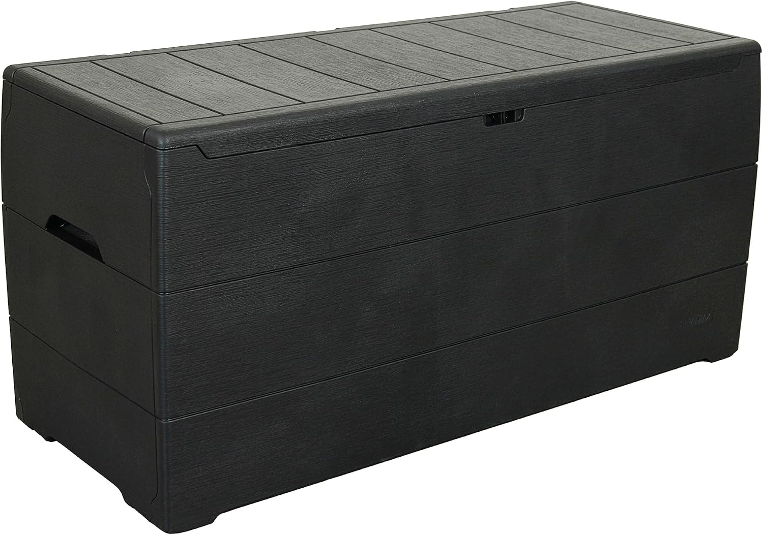 Duramax Durabox 416 Litre/ 110 Gallons Plastic Storage Box, Outdoor Deck, Garden Furniture Cushion, Woodgrain Texture, Safe & Secure, Cushion with Gas Cylinder, Warm Taupe
