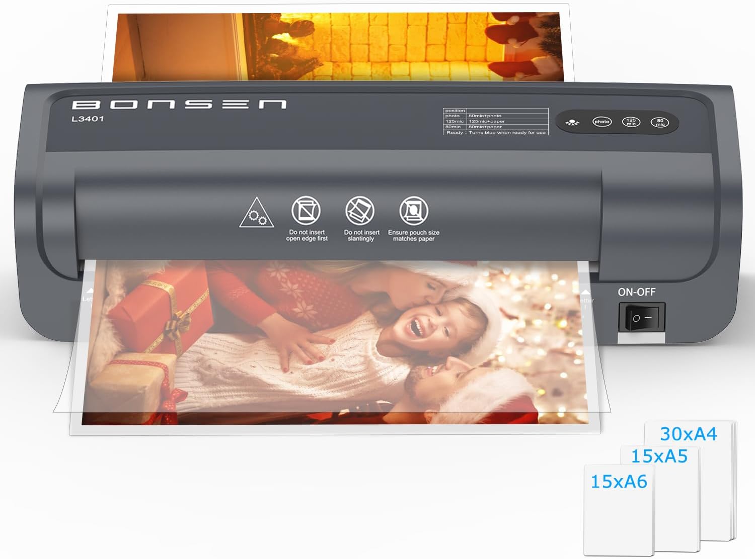 BONSEN Plastificadora A3 con control NTC y 100 fundas