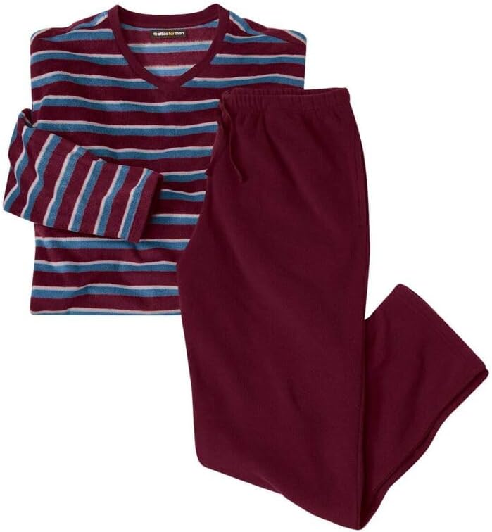ATLAS FOR MEN - Pijama Hombre Invierno Micropolar - Pantalón Cintura Elástica - Cómodo y Calidez - Conjunto de Dormir - Disponible en Tallas Grandes de la M hasta 5XL