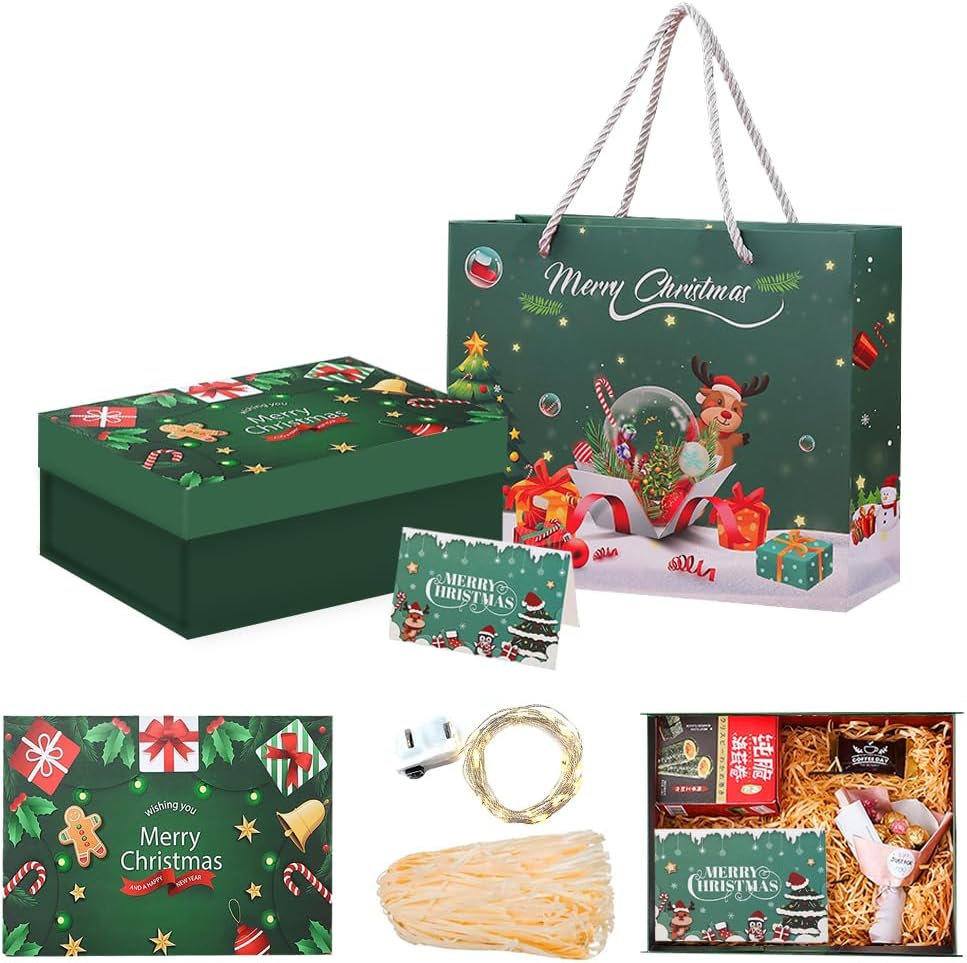 HIQE-FL Caja Navideña,Caja De Regalo Magnética Navideña,Cajas para Navidad