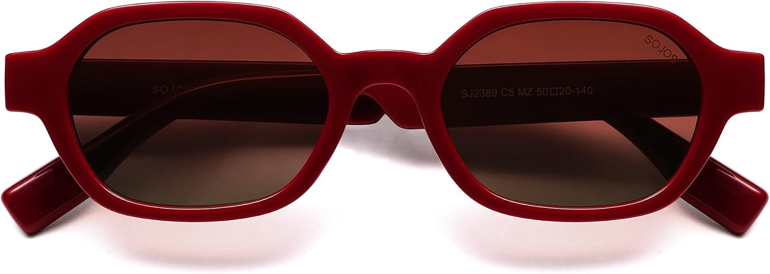 SOJOS Gafas de sol retro polarizadas hexagonales mujer hombre rectangulares de moda con protección UV400 SJ2389