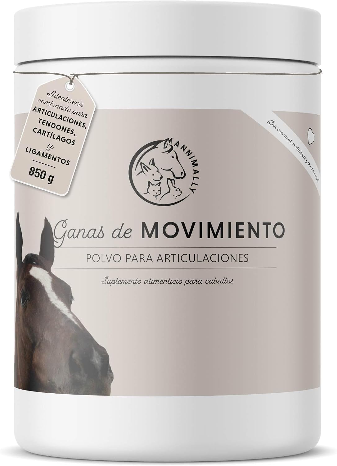 Annimally Polvo para articulaciones de Caballos 850g con Garra del Diablo, MSM Caballos (azufre), glucosamina Caballo, Acido hialurónico, condroitina - Complemento alimenticio Caballos