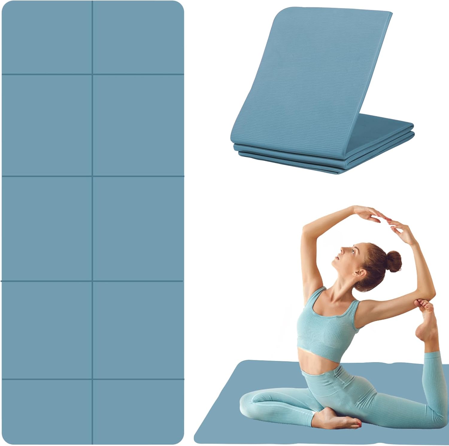 Tapete Yoga - Esterilla Yoga - Colchoneta Plegable - Colchoneta Gimnasia - Yoga Mat TPE 183x61cm, 5mm Antideslizante para Pilates y Viajes