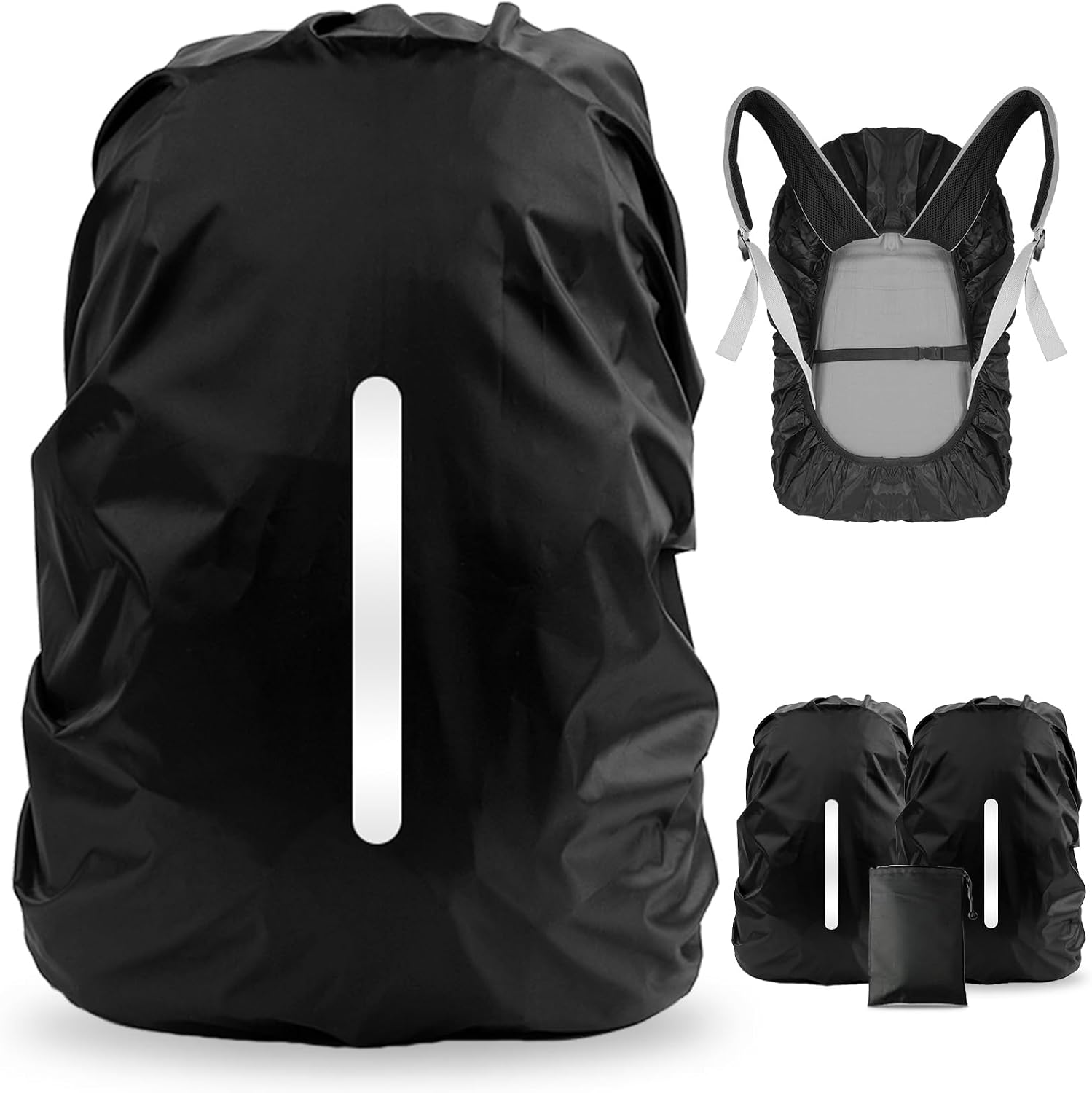 LAMA 2pcs Funda Impermeable para la Lluvia para Mochila, Protector Reflectante a Prueba de Lluvia para Antipolvo y Antirrobo M 26L-40L