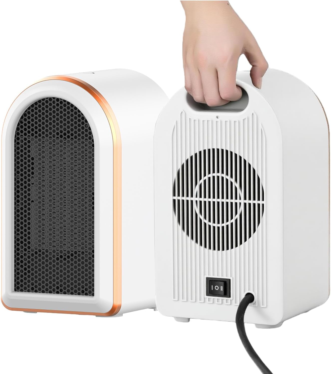 Calefactor bajo consumo Pequeño,Mini Calefactor Ceramico,Calefactor electrico aire caliente Portatil,Calefactor Enchufe Silencioso 1200W/800W,Protección contra Sobrecalentamiento/Dumping