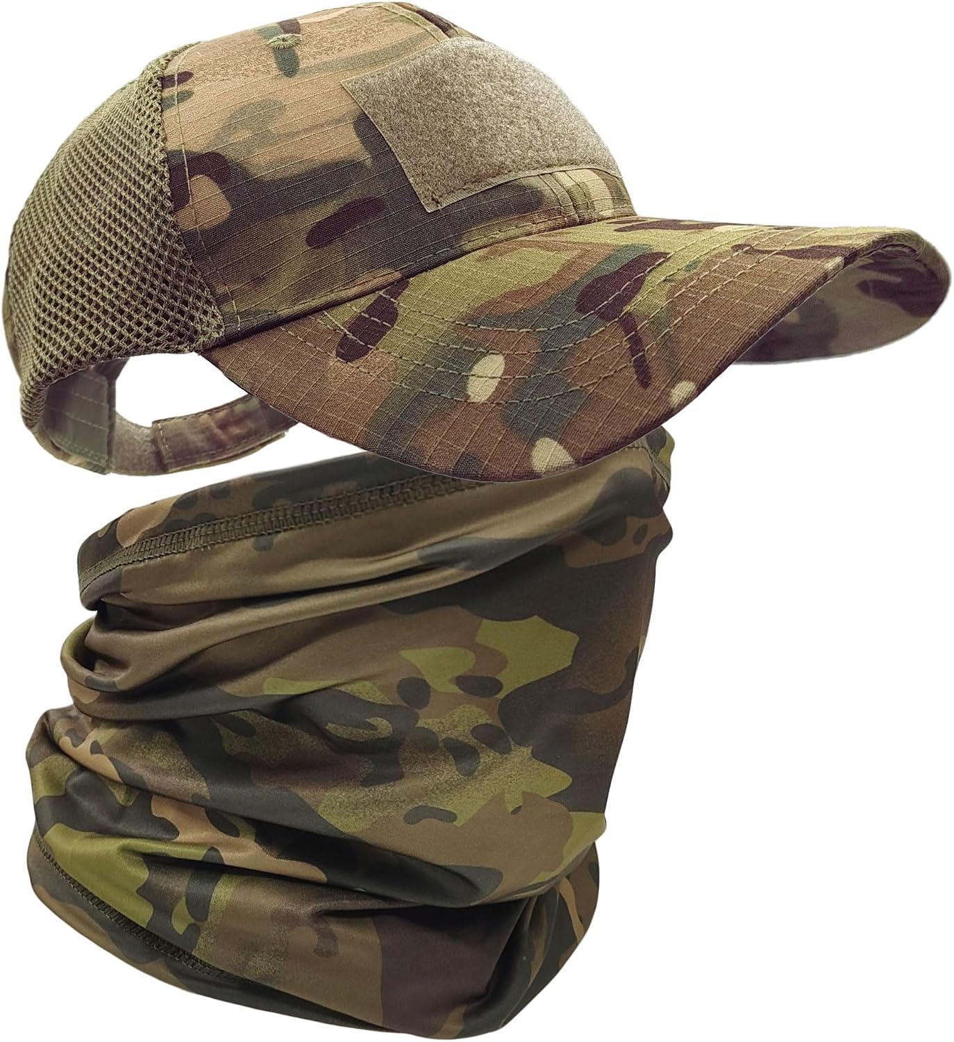 ehsbuy Camuflaje Gorras de Hombre Beisbol con Braga Cuello Enfriados Militar Tactica Verano Gorra Trucker Pasamontañas Militar Bandana Neck Gaiter para Deportes al Aire Libre en Bicicleta de Caza