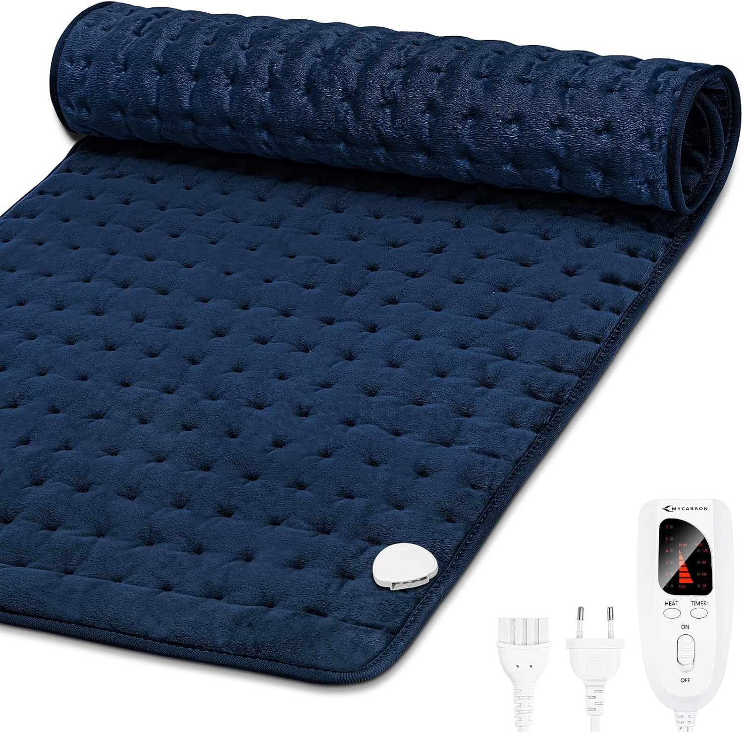 MYCARBON Manta Electrica 92x50cm 6 Temperaturas 4 Temporizador Gris Oscuro