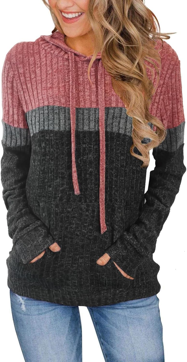 DUOEASE Sudadera Mujer con Bolsillo Manga Fashion Larga Sudaderas Mujer con Capucha Otono Invierno Hoodie