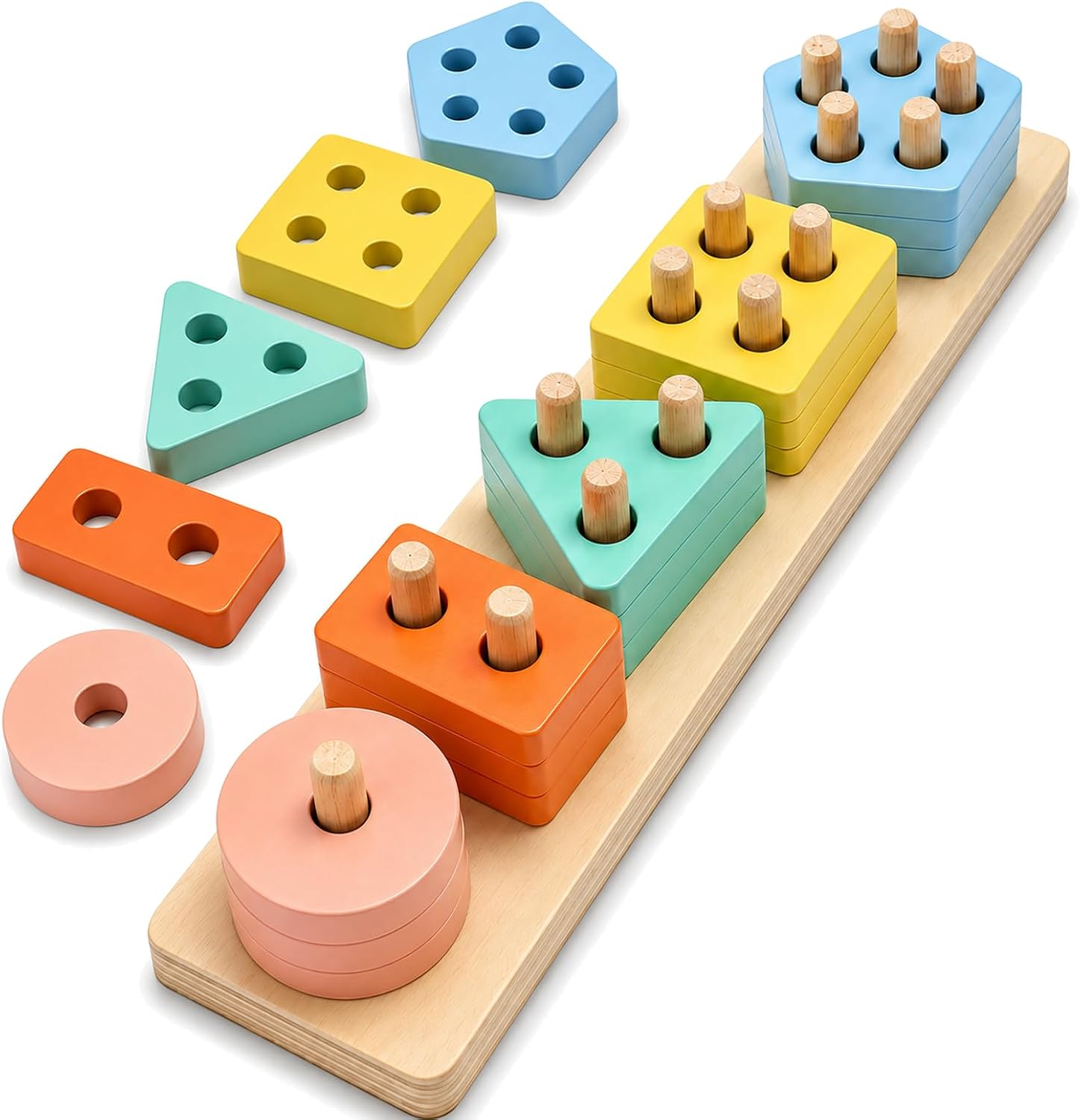 AiTuiTui Juguetes Montessori para Bebé 1 2 3 Años Niños y Niñas, Apilable y Clasificador de Formas y Bloques para Combinar Colores, Juguete Educativo Sensorial, Regalo Cumpleaños Pascua o Fiesta