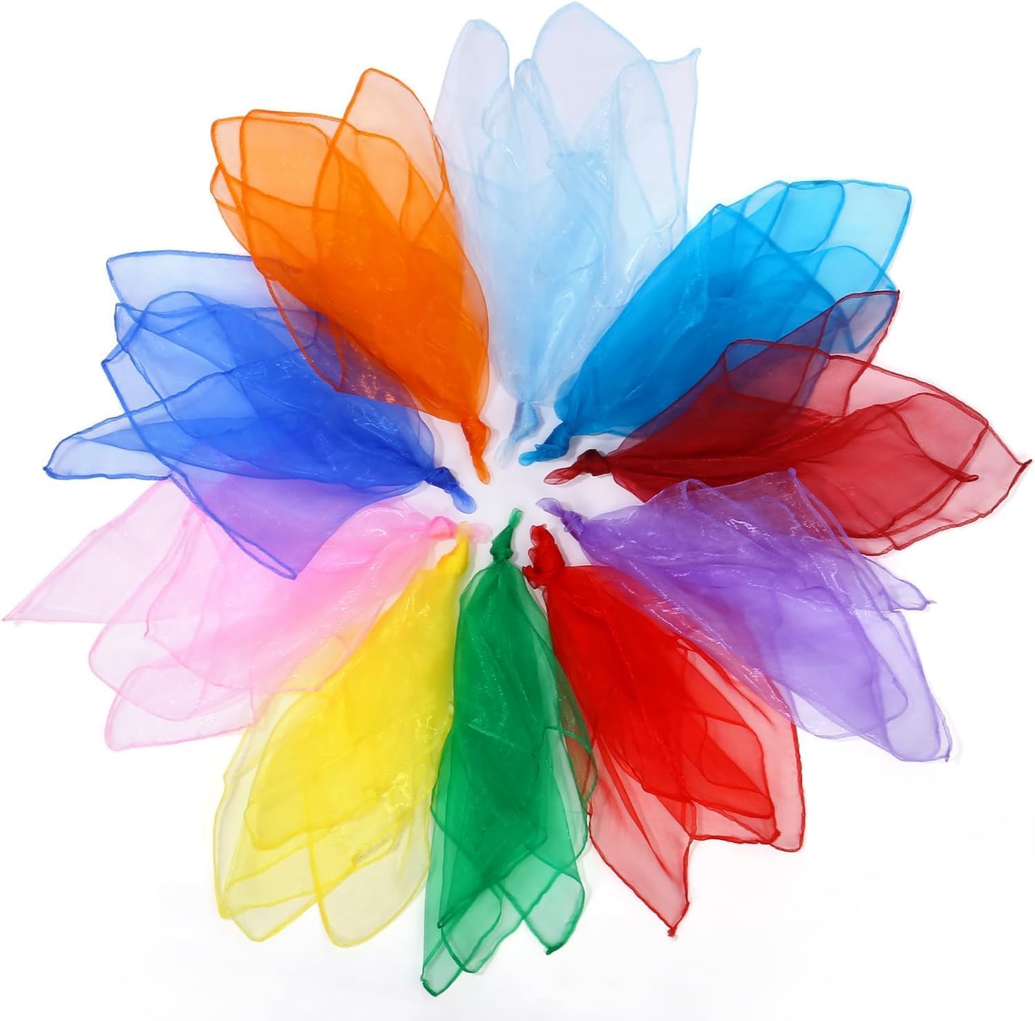 Zawaer 30 Piezas Pañuelos de Malabares, pañuelos Danza pañuelos Gimnasia para Danza, Malabares, Juegos, Fiestas Infantiles niñas y Juegos Malabares, 60 x 60 cm pañuelos de Colores