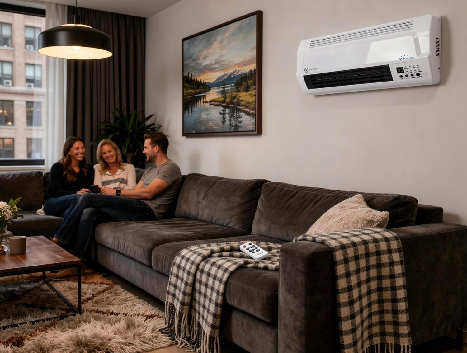 PURLINE | Calefactor Mural Cerámico HOTI M80, 2000W, Mando a Distancia, Temporizador Semanal - Calefactor Mural Cerámico 2000W Protección IP para Baños y Diseño Compacto