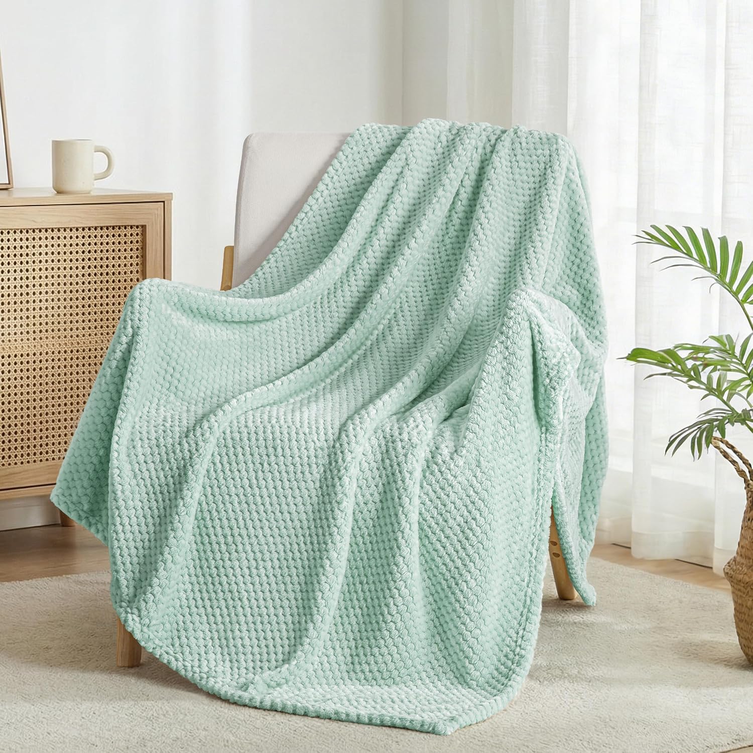 Exclusivo Mezcla Manta Polar, Jacquard Gofre, Ligera y Suave, 130 × 170 cm