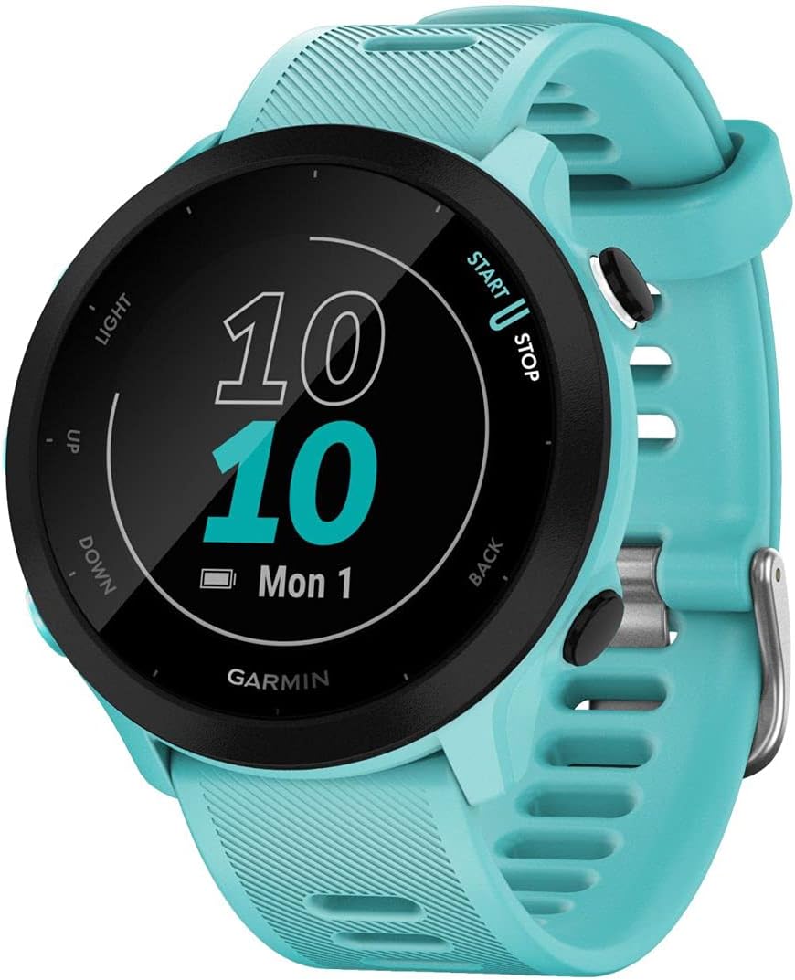 Garmin Forerunner 55, Reloj inteligente para running con GPS, Planes de entrenamiento, Notificaciones y seguimiento del bienestar, Color Negro