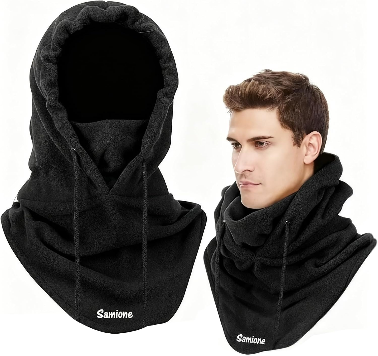 Samione Balaclava - Sombrero multifunción para Invierno, Clima frío, esquí, al Aire Libre, Moto, montaña, Acampada, Senderismo, pasamontañas, pasamontañas, Color Negro