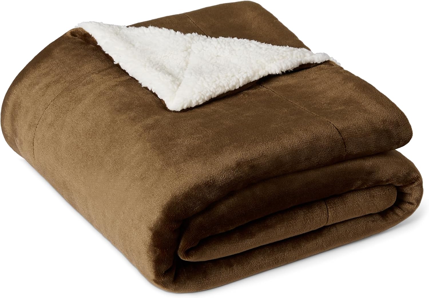 Amazon Basics Coperta Plaid in Pile Sherpa, 127 x 152 cm, Marrone