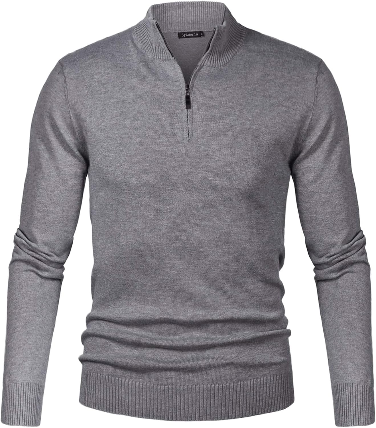 Sykooria Jersey Hombre Invierno Cuello Alto Suéter de Punto Hombre Manga Larga Pullover con Cremallera Clásico Ajustado y Elegante S-XXL