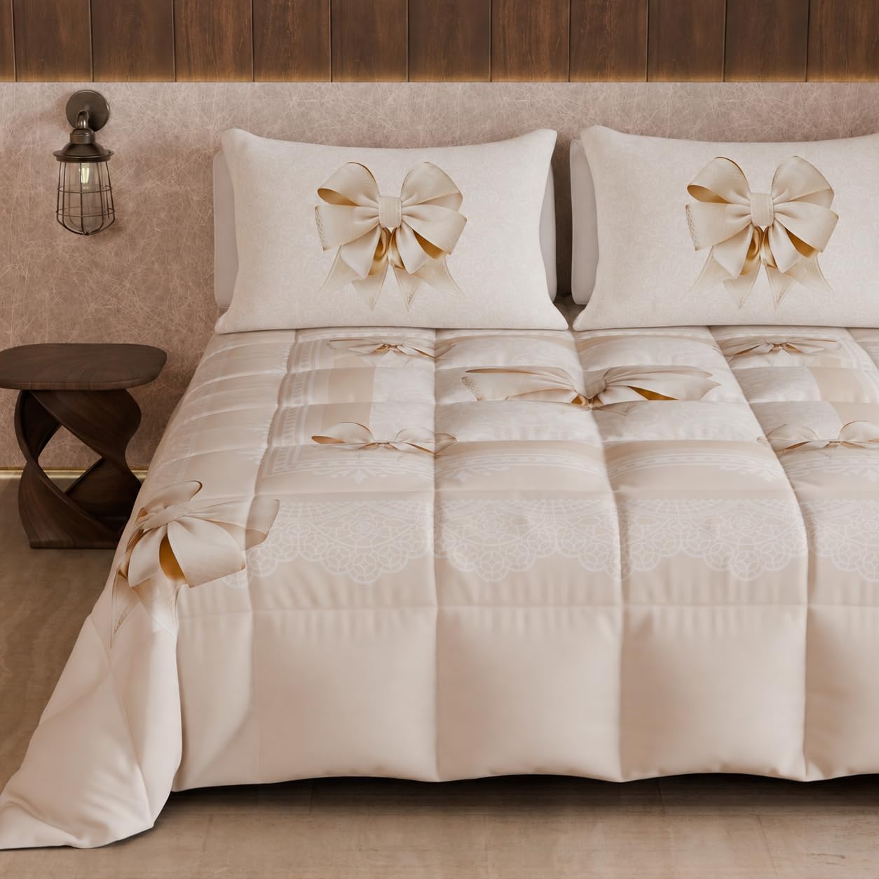 PETTI Artigiani Italiani Edredón de invierno 270 × 260 cm, Lazo Beige