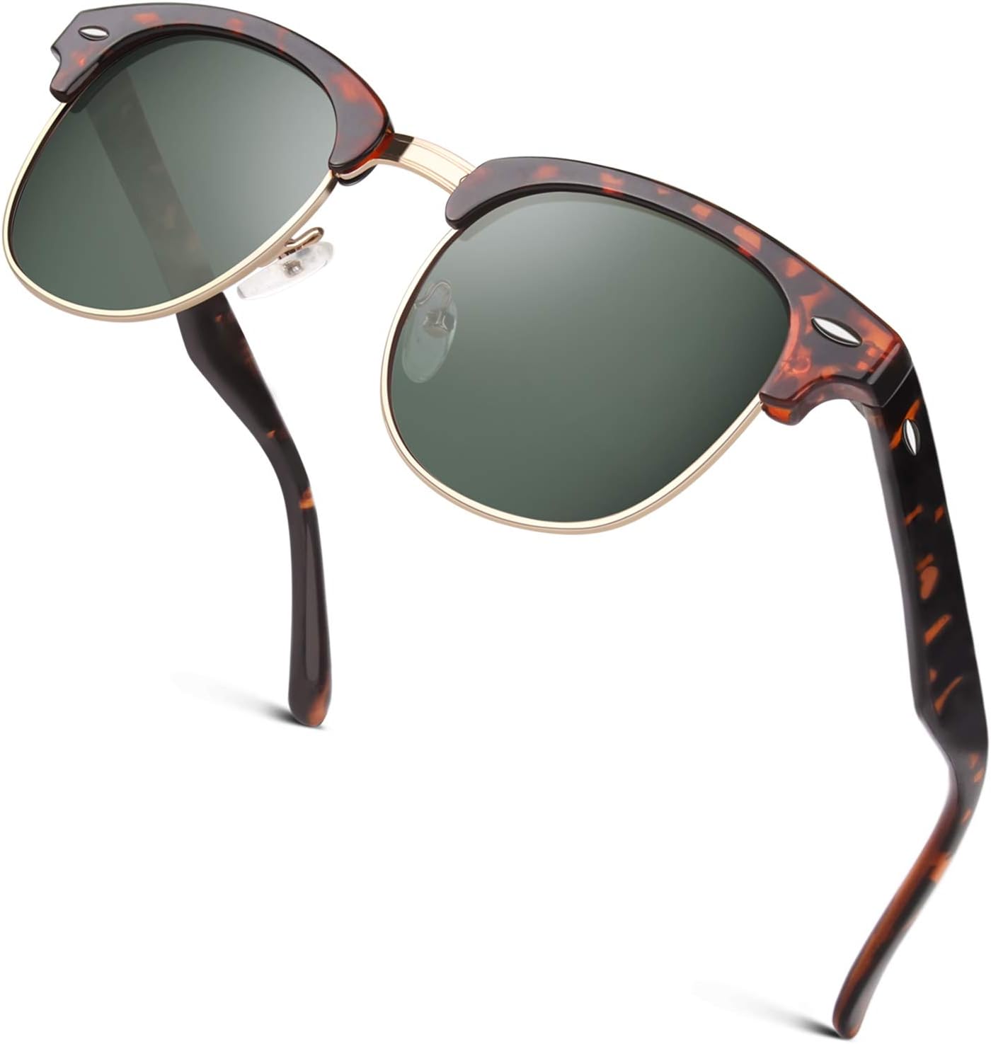 GQUEEN Gafas de Sol Hombre Mujer Polarizadas Clasicas Estilo Medio Marco Retro Protección UV400 para Conducción GQO6