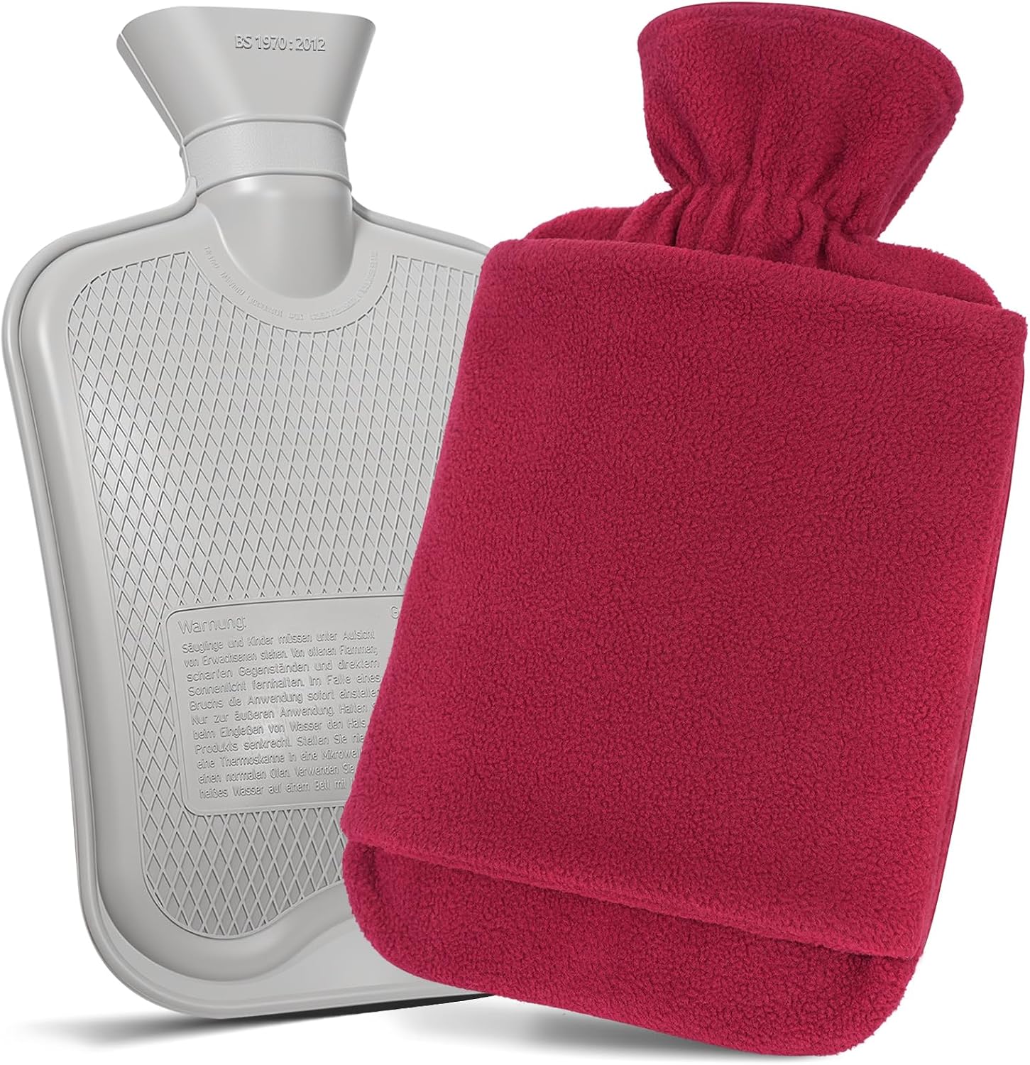 Bolsa de Agua Caliente, Funda Polar, Bolsillo Canguro, Gris