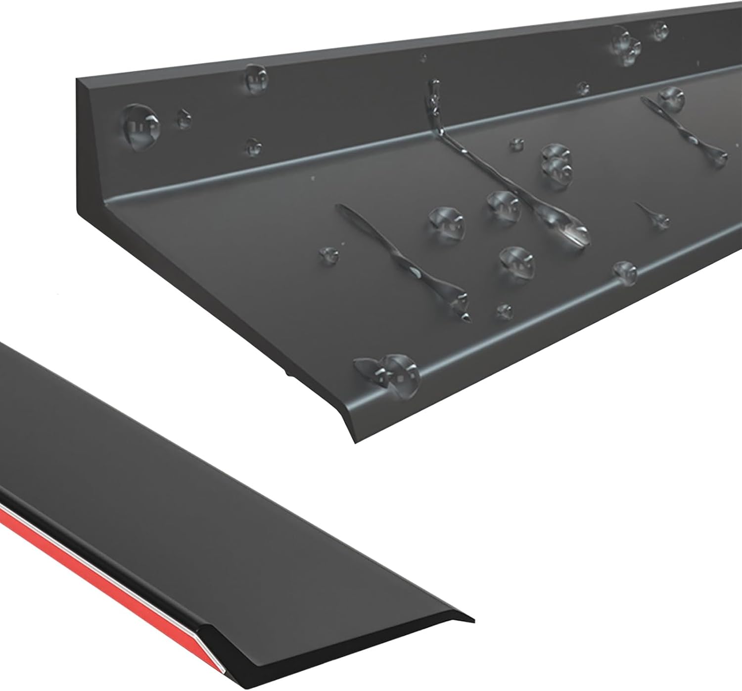 Negro Deflector Autoadhesivo Barrera Impermeable, Barrera De Sellado Contra La Intemperie Para Umbrales De Puertas Y Ventanas, Fuerte Y Duradero, Evita El Reflujo De Agua De Lluvia(5.5cmx100cm)
