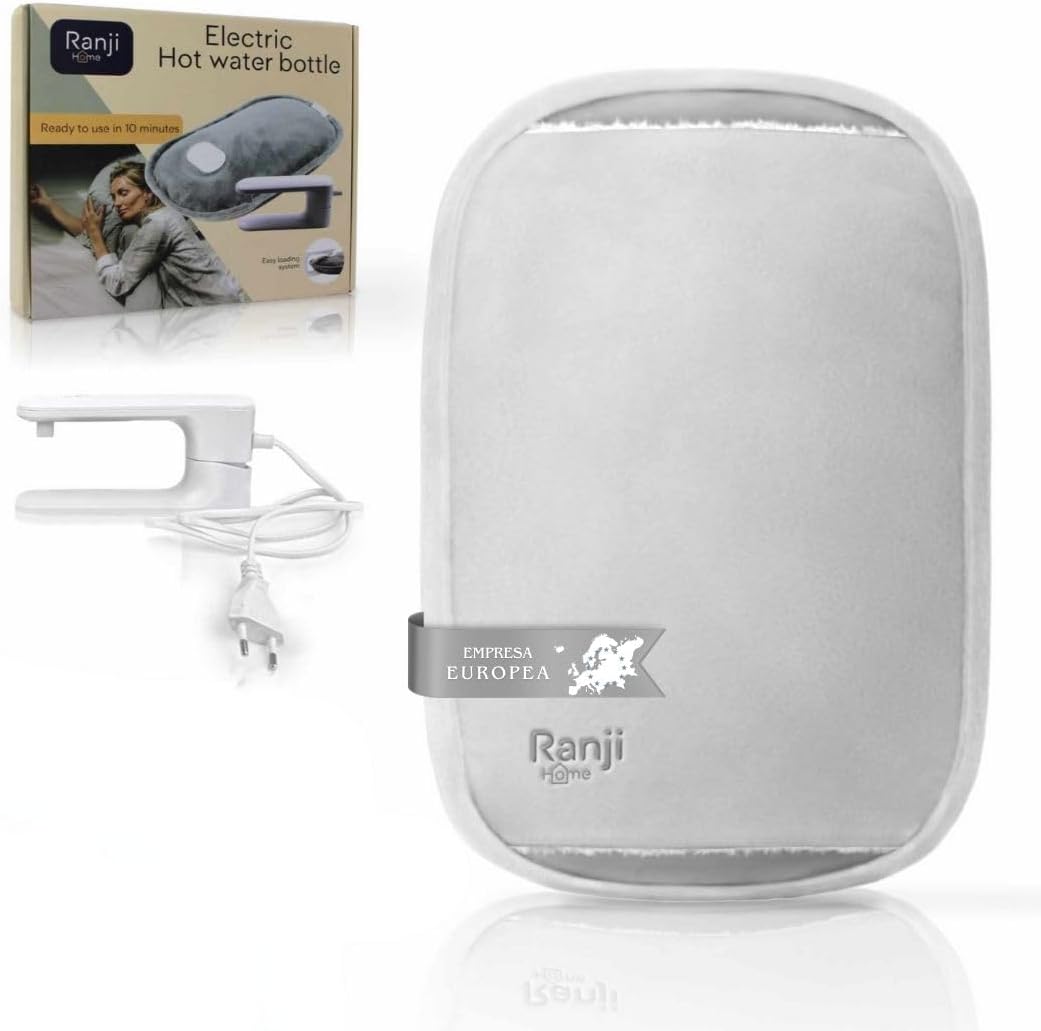 RANJI® Bolsa Eléctrica de Agua Caliente - Tejido Suave y Cómodo, Protección contra Sobrecalentamiento, Calor Duradero, Alivio de Dolores Musculares, Abdomen, Manos y Pies (Bouillote)