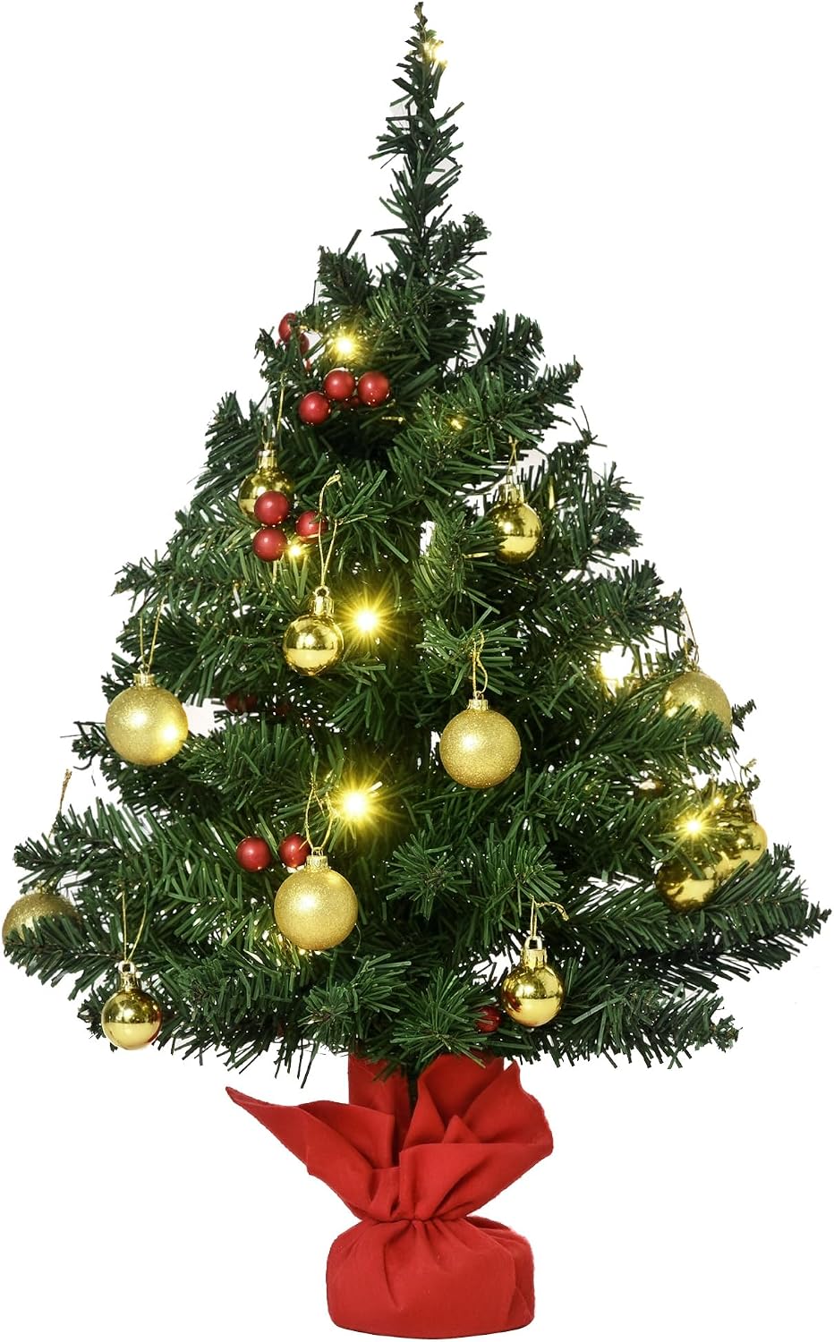 HOMCOM Árbol de Navidad Artificial Pequeño 60 cm 70 Ramas Verde