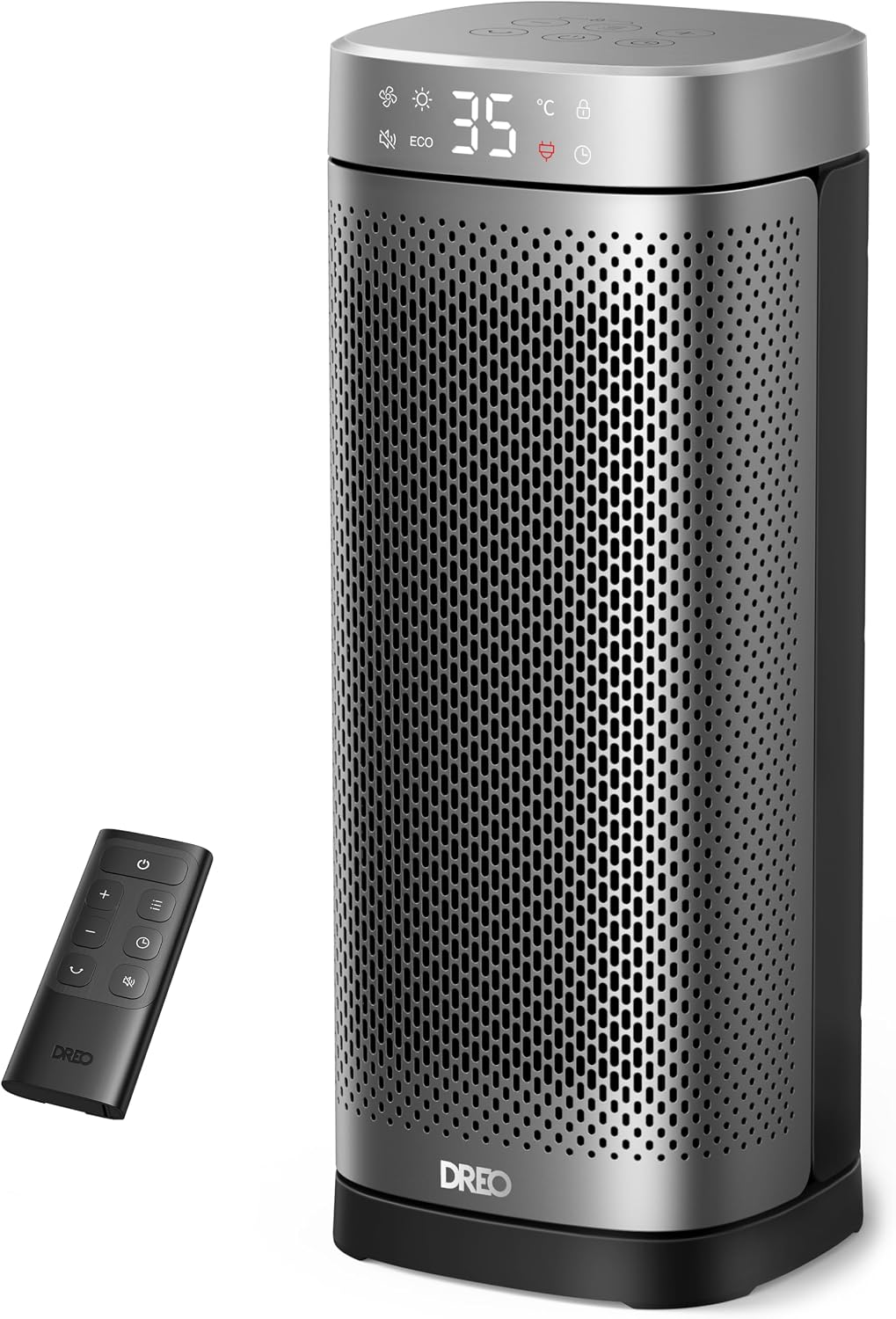 DREO Calefactor cerámico de 2000 W de bajo consumo y silencioso con termostato, temporizador de 12 h, 3 modos, oscilación de 70°, calefactor eléctrico de 16 pulgadas para estancias