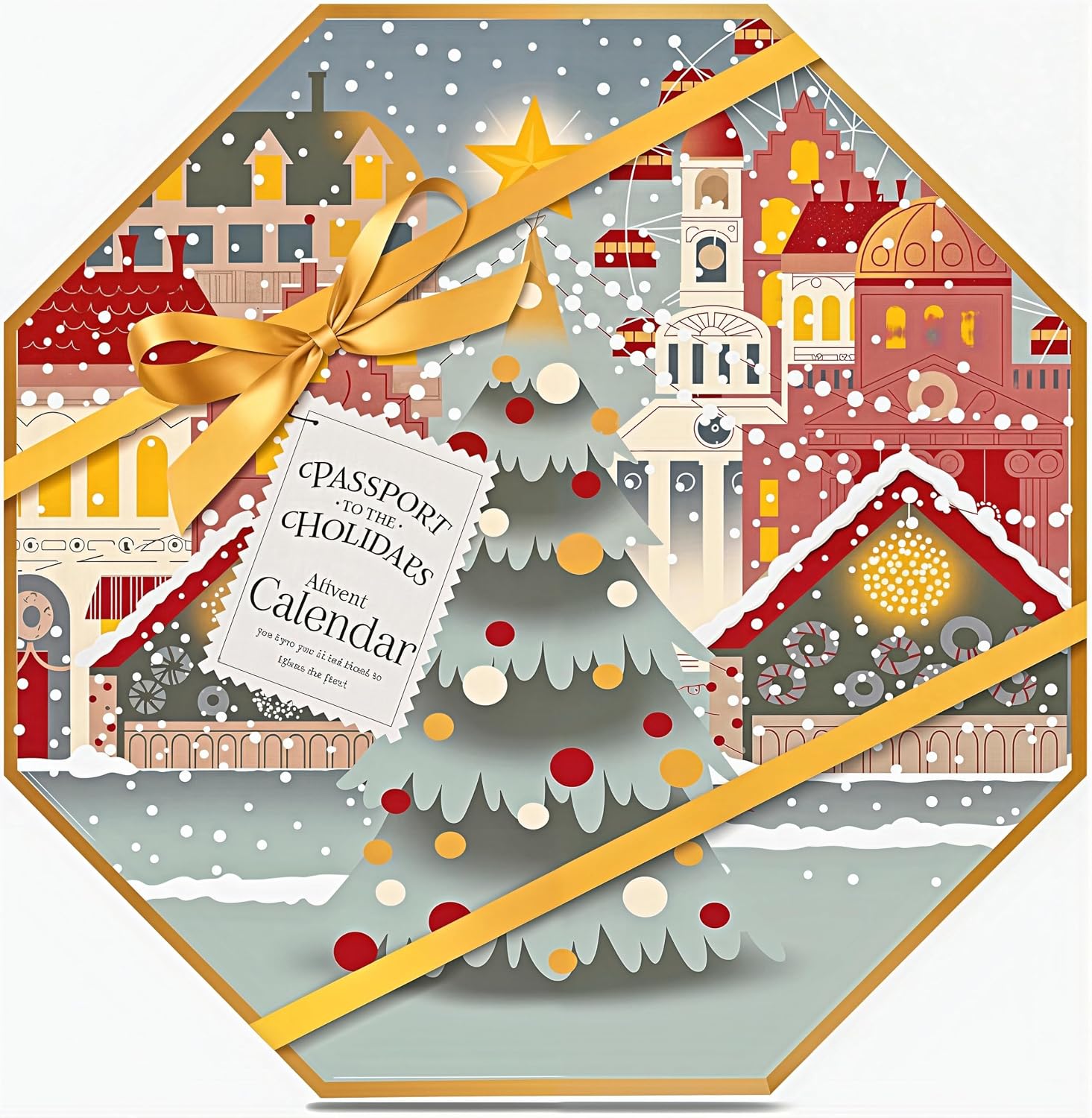 Yankee Candle - Calendario de Adviento corona de Adviento 2024 Navidad | 24 velas de té | 1 portavelas | Passport to the Holidays