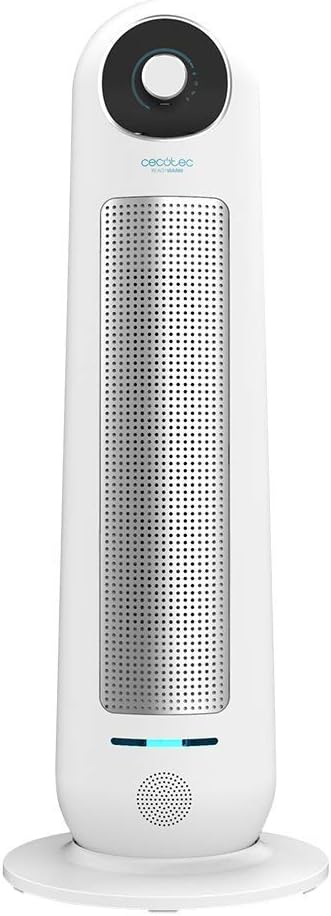 Cecotec Calefactor Baño Cerámico Ready Warm 10100 Smart Ceramic. Vertical, 2000 W, Termostato Regulable, Oscilación, Pantalla LED, Protección sobrecalentamiento y antivuelco, Mando