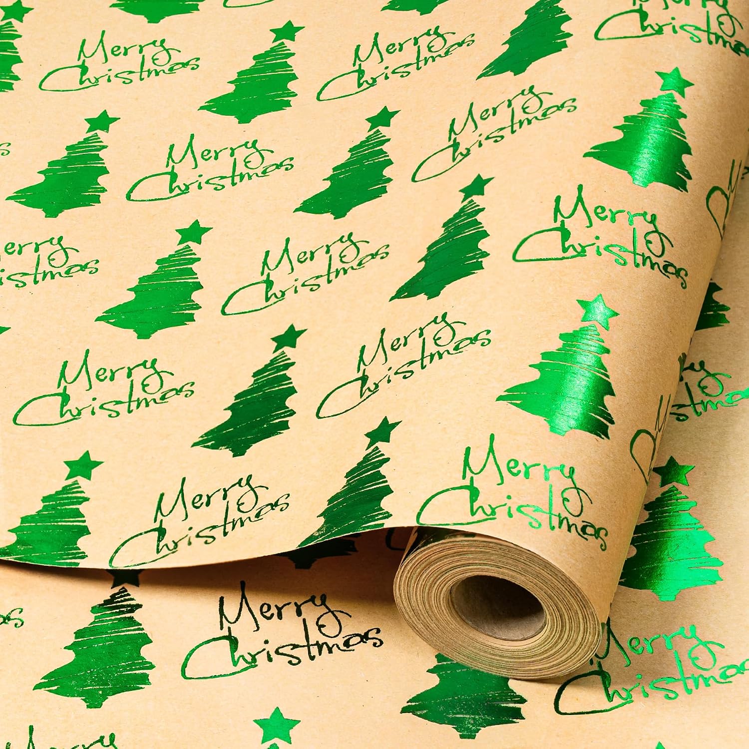Larcenciel Rollo de Papel Regalo Navidad, 10 m x 43 cm Papel de Regalo Azul Reversible con Alce y Copo de Nieve, Elegante Papel Kraft Vintage de Doble Cara para Año Nuevo, Navidad, Fiesta, Vacacione