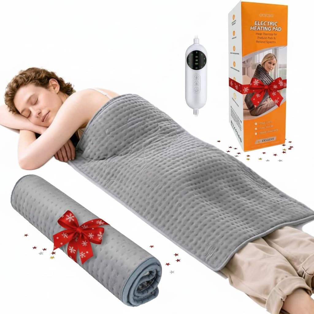 Almohadilla Eléctrica XXL 100x50cm - Manta Eléctrica con 10 Niveles de Temperatura y Temporizador, Franela Suave para Espalda Hombros Cuello, Apagado Automático y Lavable