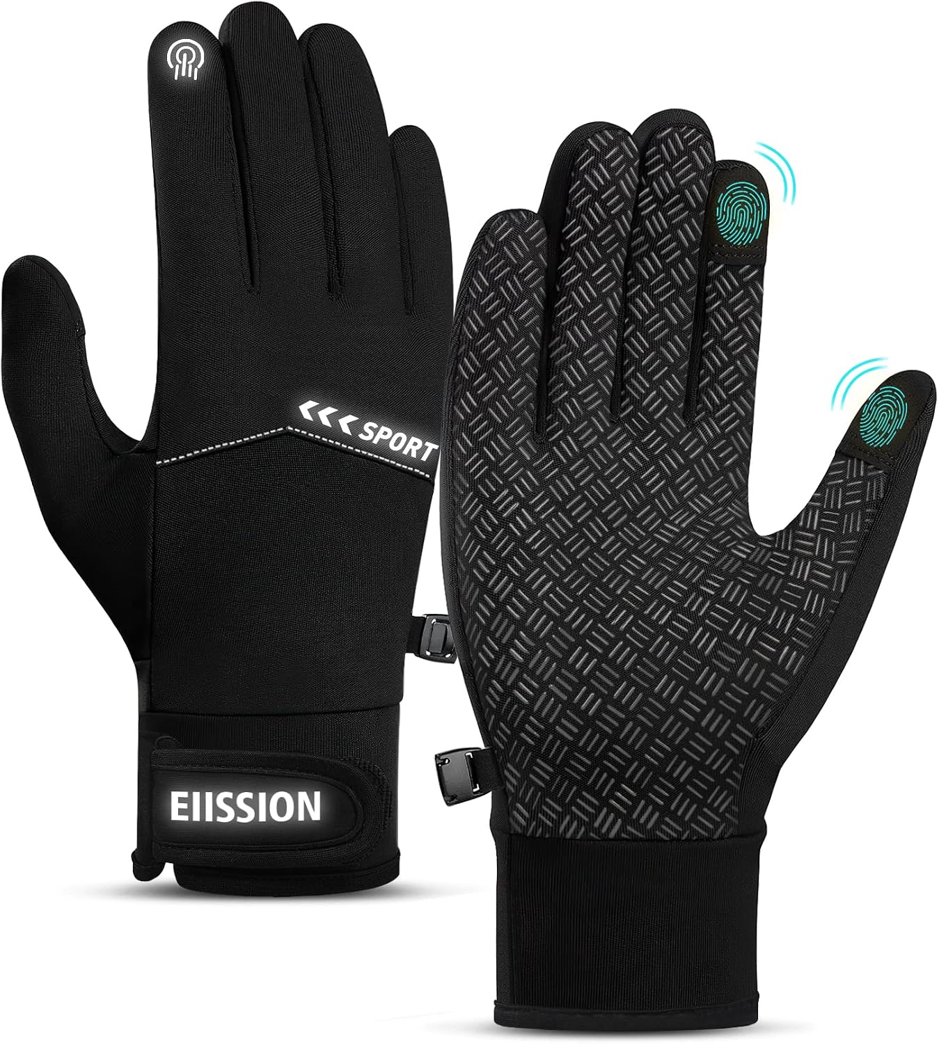 Guantes Invierno Hombre Mujer, Guantes Ciclismo Guantes de Pantalla Táctil Unisex Impermeable Guantes Deportivos Running Cálido resistentes al viento para Esquí Nieve Ciclismo Deporte Gym Negro