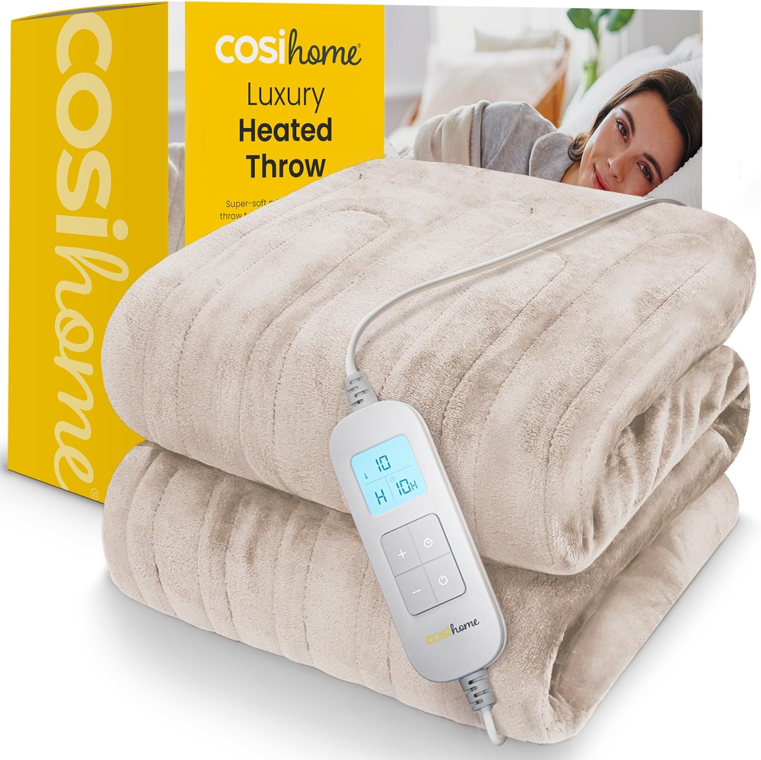 Cosi Home Manta Eléctrica Grande 180x130 cm, Manta Sofá Polar, Crema