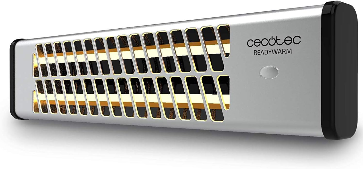 Cecotec Radiador Eléctrico Bajo Consumo Ready Warm 7000 Quartz Bath. 1200 W, Especial para Baños, Resistencia de cuarzo, Termostato regulable, 2 Niveles, Rejilla de Seguridad, IP24, 12 m2