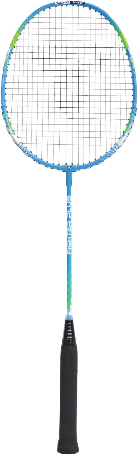 Talbot Torro Raqueta de Bádminton Fighter Plus, Sistema de Agarre Airflex y Perfil de Marco Powerwave para una Mejor Aceleración del Volante, Color: Azul