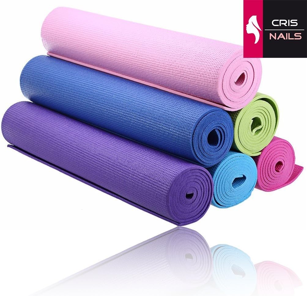 Esterilla Fitness de Ejercicio, Alfombra de Yoga, Colchoneta de Gimnasia, Fino y Suave, Plegable y Fácil de Transportar, Tamaño de 173cm x 61cm, 6 Colores