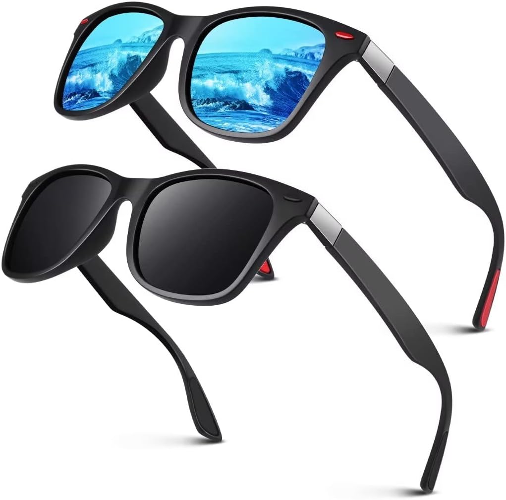 LINVO Gafas de Sol Hombre Mujer Polarizadas Ligeras TR90 Clásicas Rectangulares 100% Protección UV400 Conducir Pesca Gafas