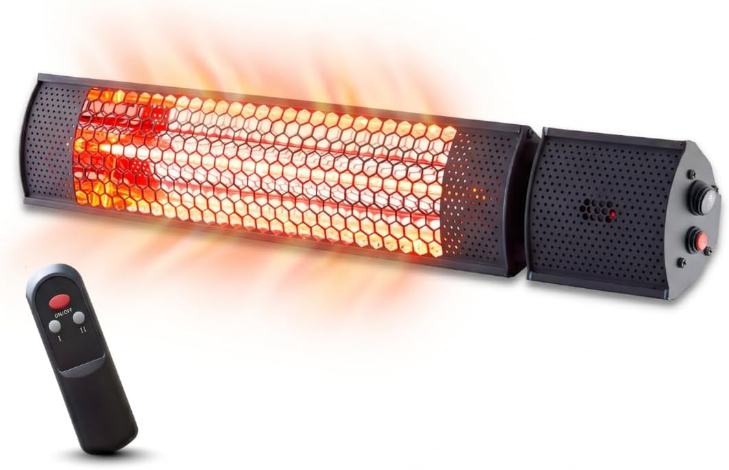 STARLYF Radiant Heater Calefactor Infrarrojos 2000W | Radiador Eléctrico Exterior IP65 (Resistente a la lluvia) con Mando a Distancia | Calor Instantáneo, Ahorro Energético