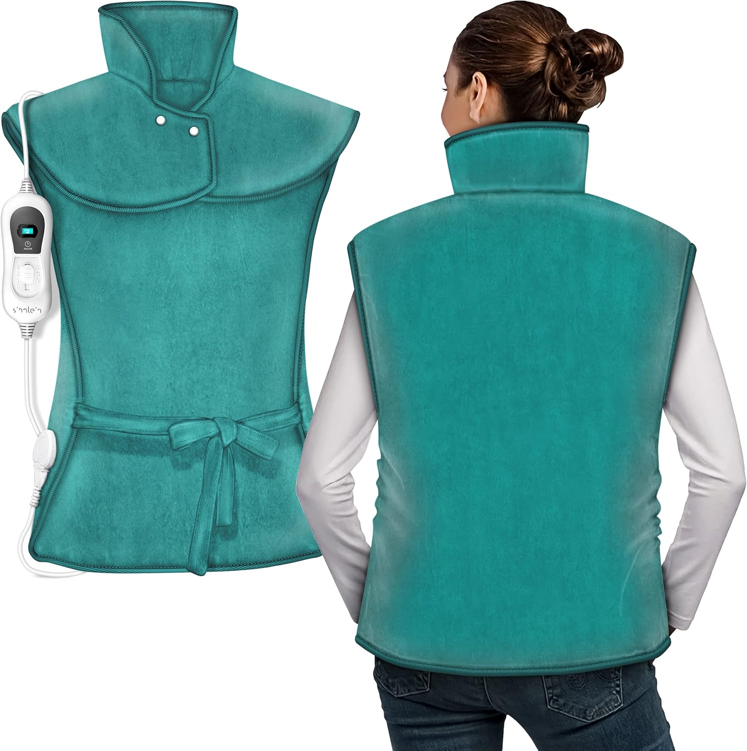 sinnlein Manta Eléctrica Espalda, 60x85cm, Hombros y Cuello | Almohadilla Térmica Lumbar, Cervical | 3 Niveles de Calentamiento | Desconexión Automática