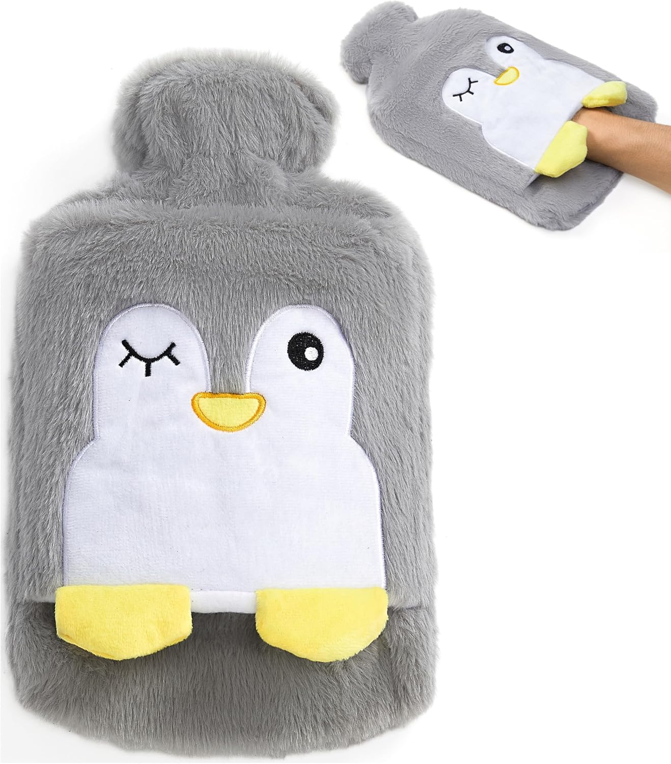 Bolsa de Agua Caliente, Con Funda Suave de Peluche, Pequeña Animales Hot Water Bottle Caucho Natural, Calentador Cama, para Niños, Adultos, Alivio del Dolor, Mantener Caliente (conejo, 500ml)