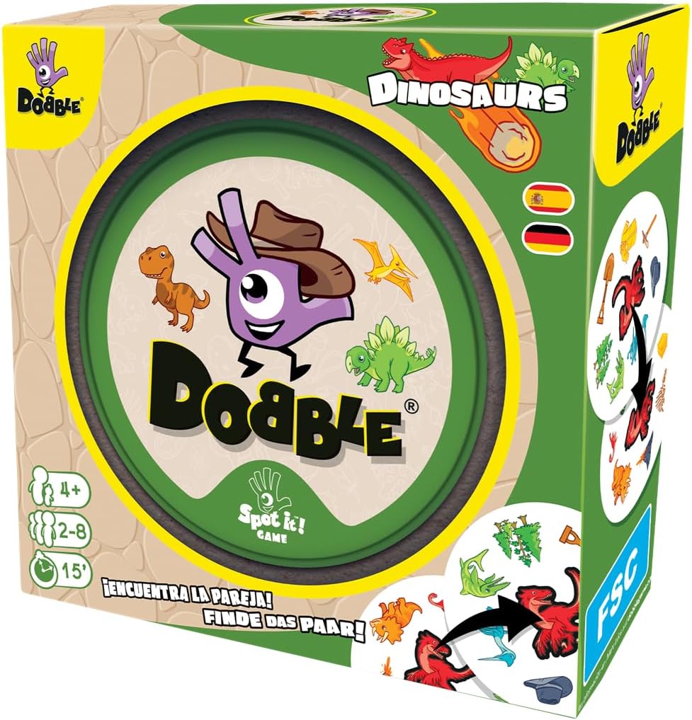 Asmodee Dobble Dinosaurs, Juego de Cartas de Observación y Velocidad