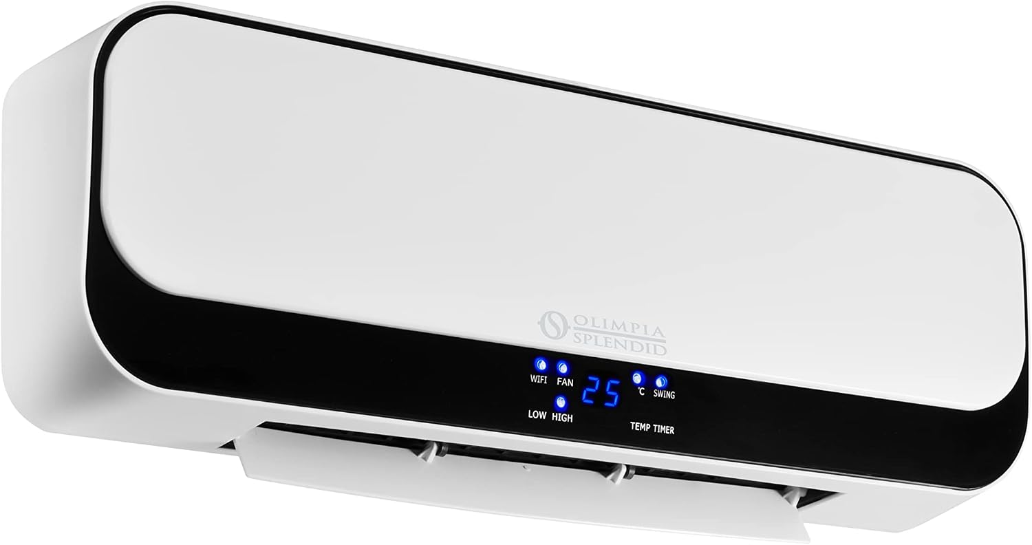 OLIMPIA SPLENDID 99261 Caldo Up T Wi-Fi - Calefactor Cerámico de Pared Mural 2000 W con mando a distancia y temporizador semanal, 65 m3- Exclusivo , Blanco