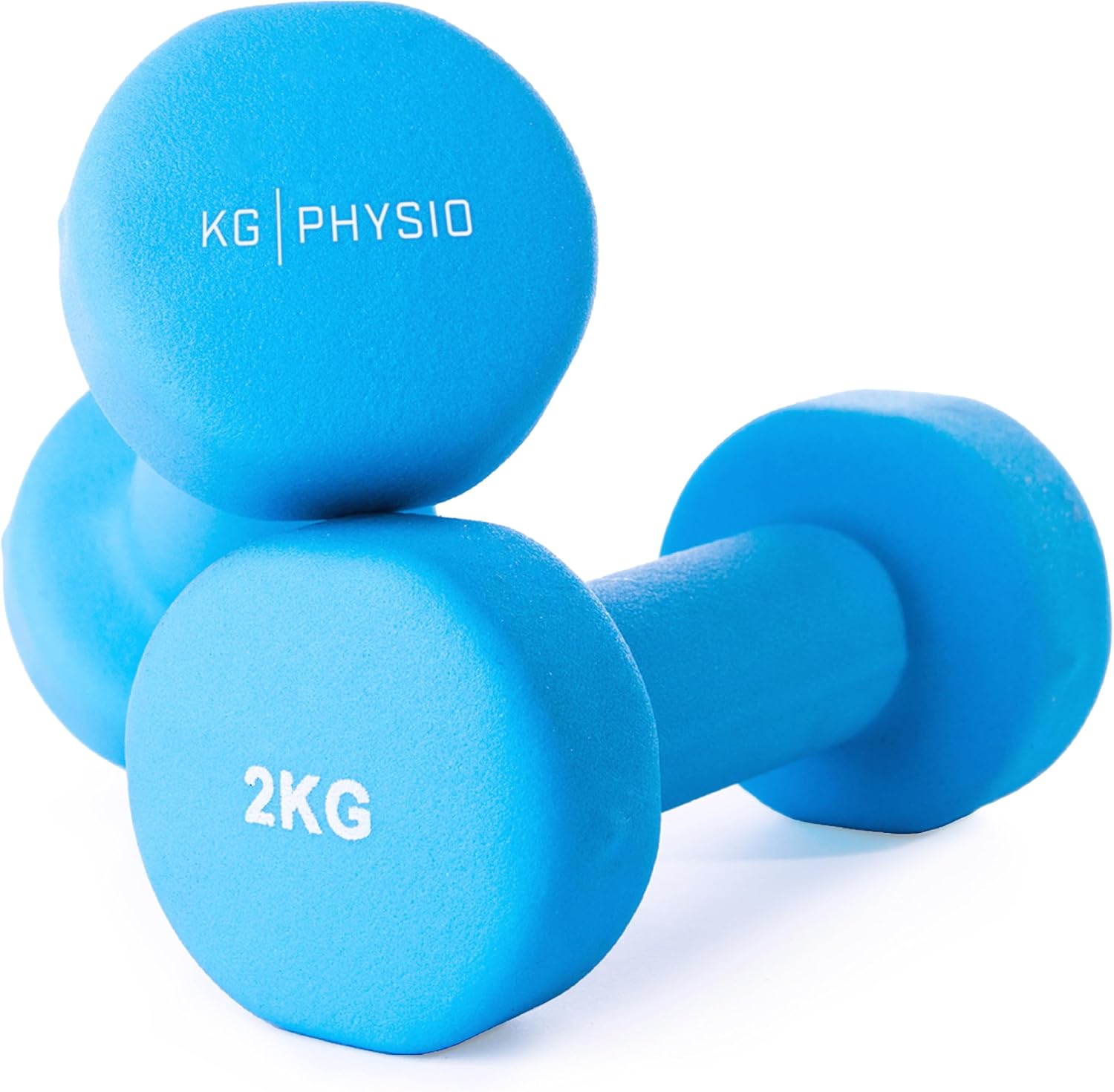 KG Physio Mancuernas y Póster A3 con Ejercicios Ejemplo - Mancuernas con Forro de Neopreno, Agarre Cómodo, Resistente al Sudor y con Tecnología anti-roll